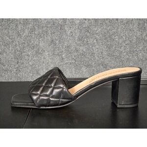 Russell & Bromley Black Quilted Square Toe Block Heel Mules Made in Italy Sz 37